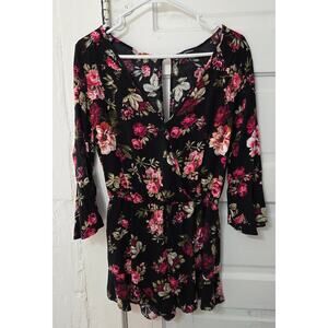 Ambiance Dressy Soft Long Sleeve Shorts Romper Size Large
